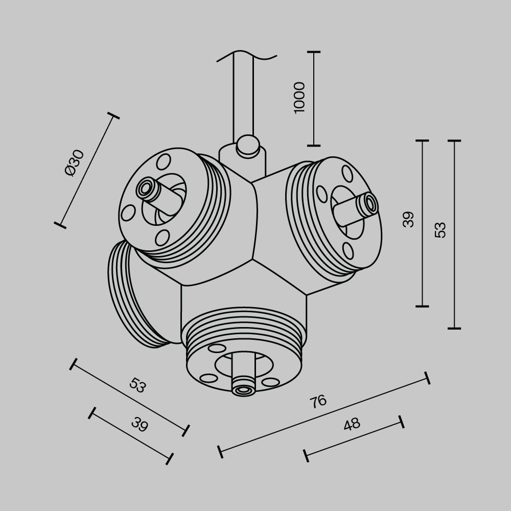 Х-образный вертикальный коннектор для системы с вводом питания Maytoni   CA019L4C-P-B
