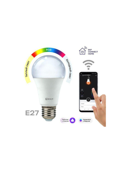 Лампа светодиодная Умная Connect 8Вт WIFI RGBW E27 EKF slwf-e27-rgbw
