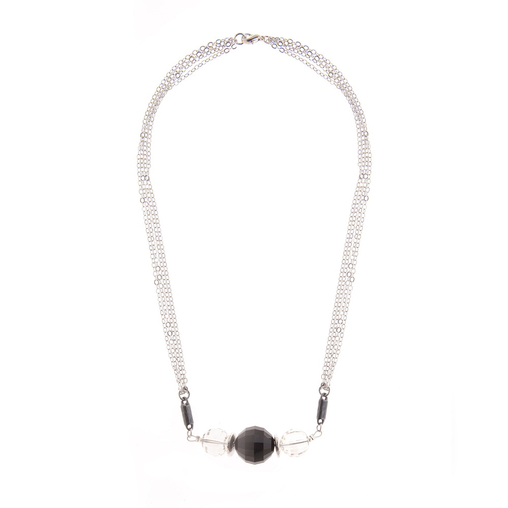 "Выбор" колье в серебряном покрытии из коллекции "Composition" от Jenavi с замком карабин