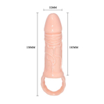 Телесная насадка удлинитель с подхватом мошонки - 15 см.