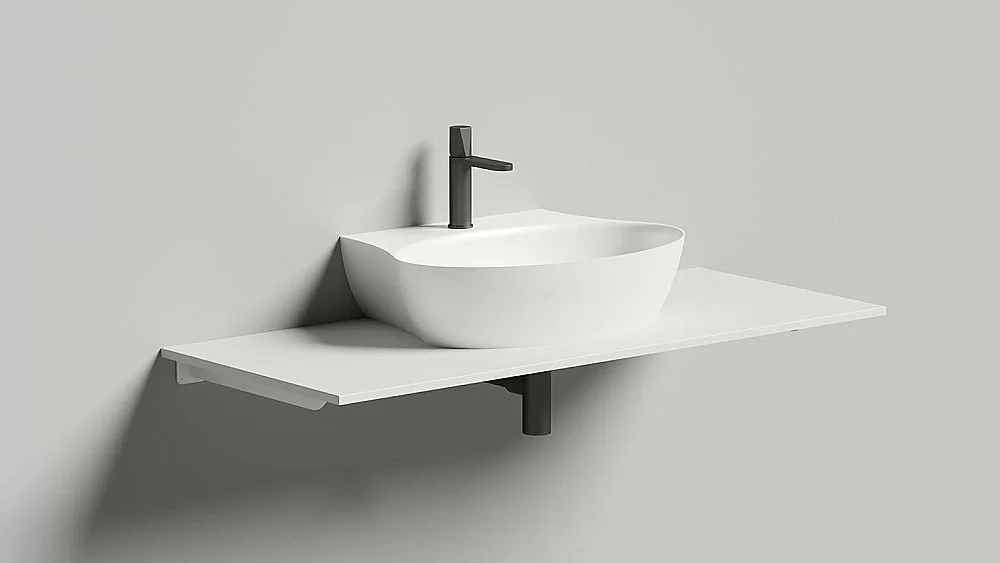 Раковина Salini ALDA WALL 01 140311G 58 из искусственного камня S-Sense, белая глянцевая