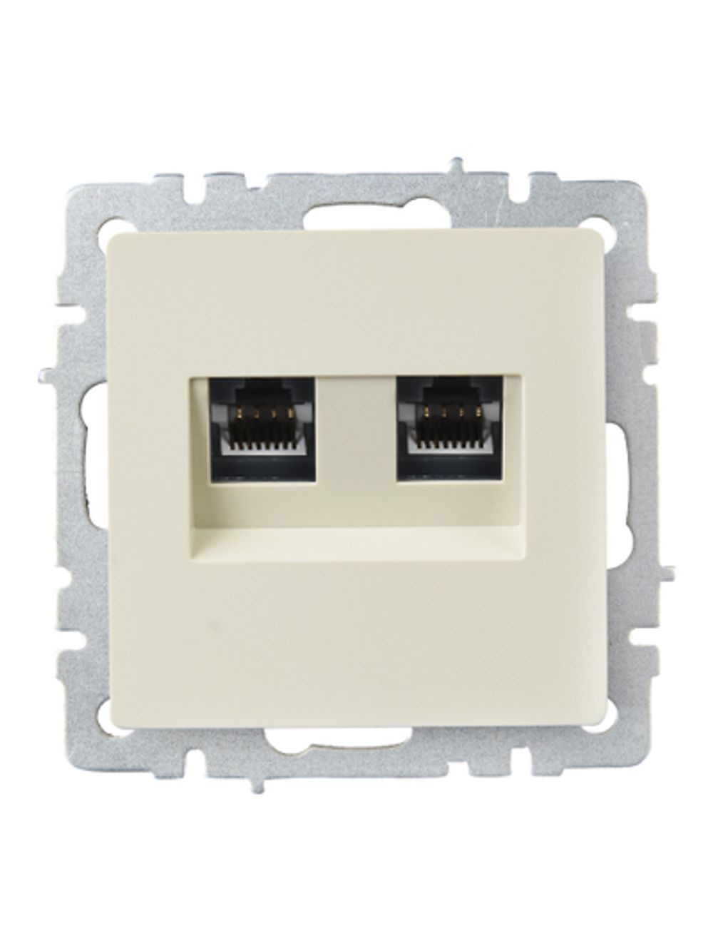 BRITE Розетка двойная RJ11+RJ45 кат.5E РК/Т12-БрКр бежевый IEK