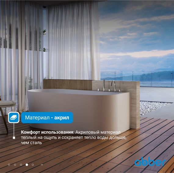 Акриловая ванна ABBER AB9496-1.5 R белая
