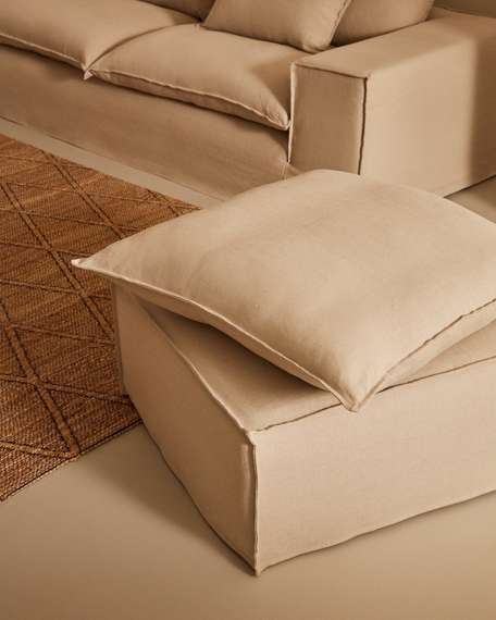 Anarela 3-местный диван со съемным чехлом и льняными подушками бежевого цвета 280 см