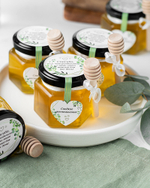Набор свадебных бонбоньерок (свадебные комплименты для гостей) "Сладкие воспоминания", 6 баночек с медом по 140 грамм