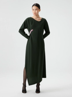 Платье с драпировкой и вышивкой OLA OLA