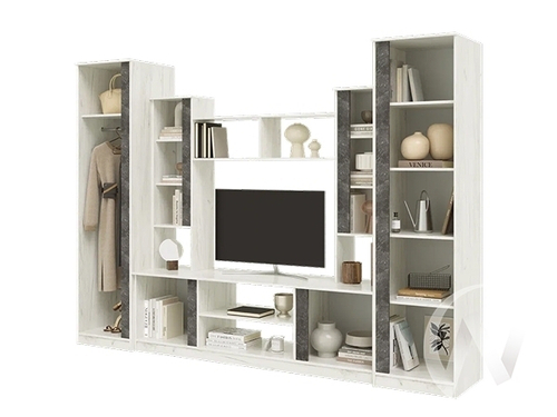 Гостиная Атлантида 5 (дуб крафт белый/бетон темный)