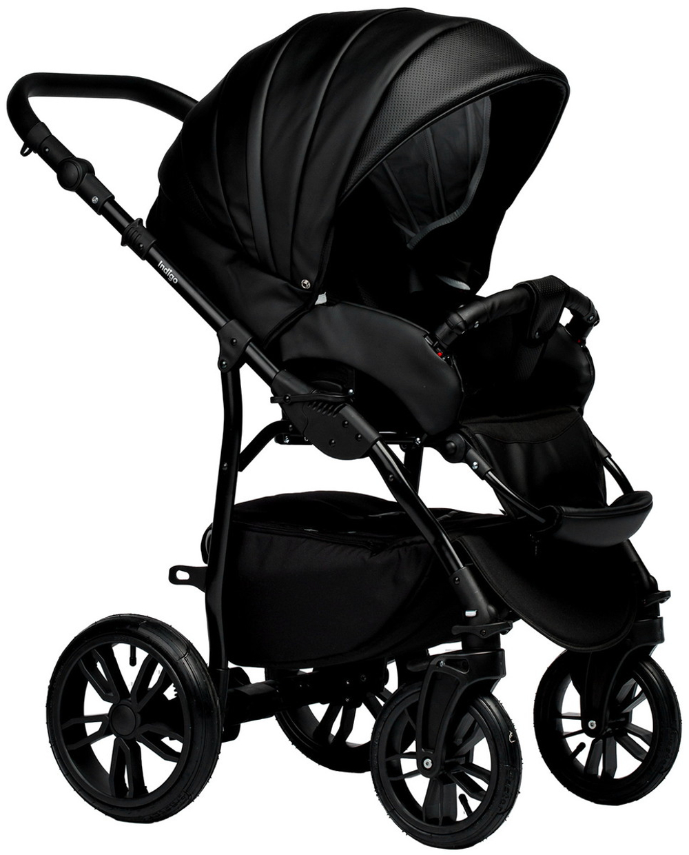 Детская коляска Indigo Indigo Special New 3 в 1 с автокреслом Avionaut Cosmo Beige Is03 черная кожа