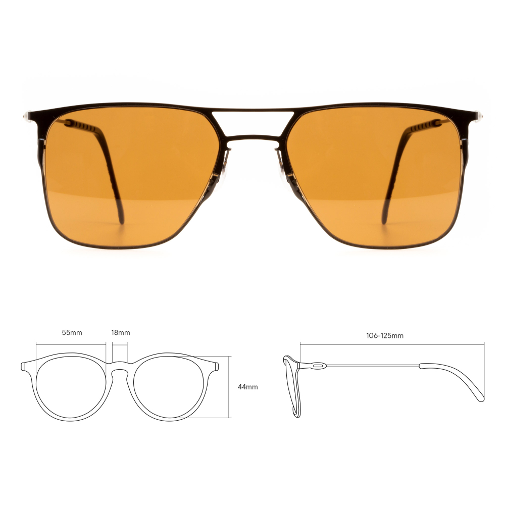 Черные солнцезащитные очки из титана с коричневыми линзами. Модель 12