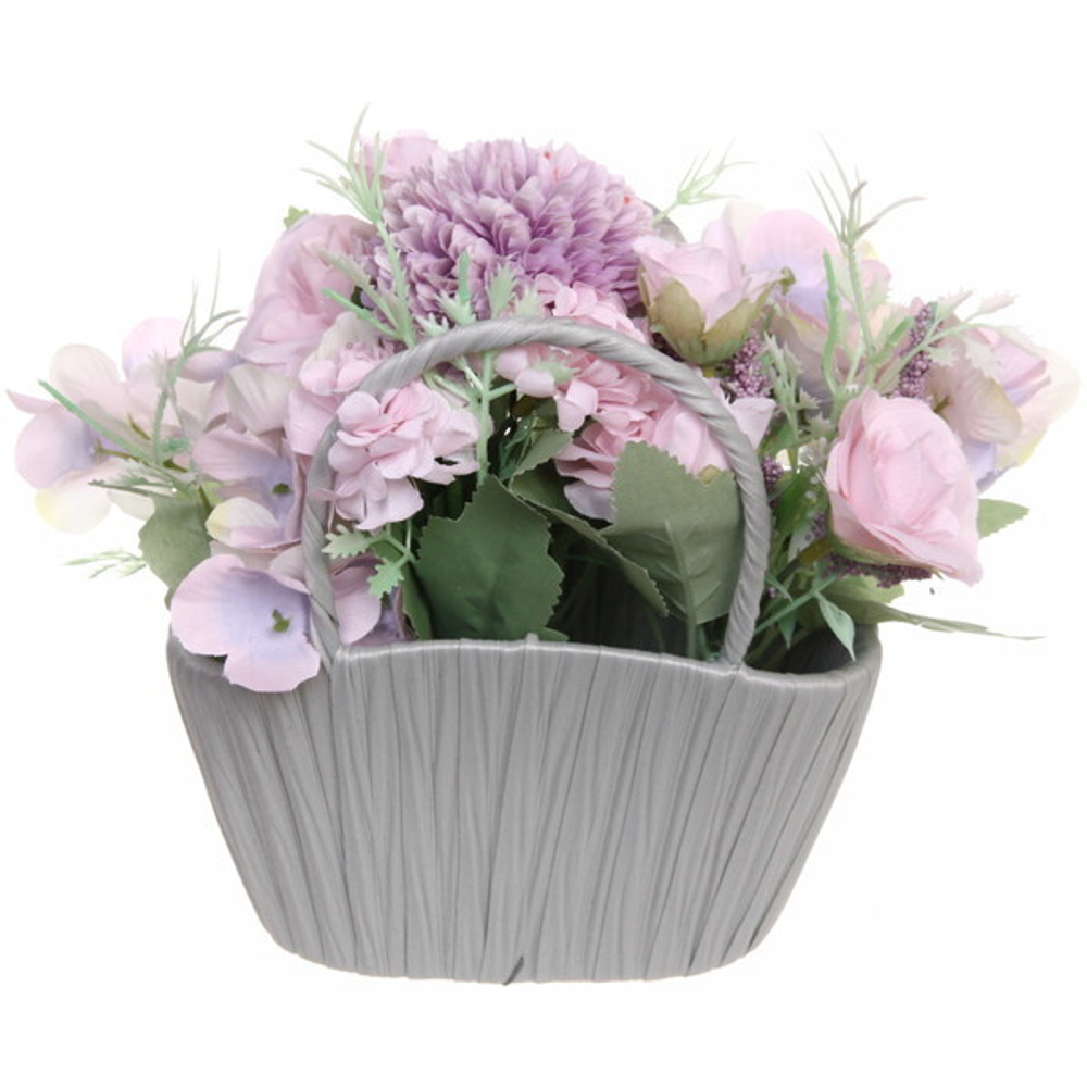 Цветочная композиция «Нежный аромат» 16*10*19см в корзинке, цвет сиренево-розовый