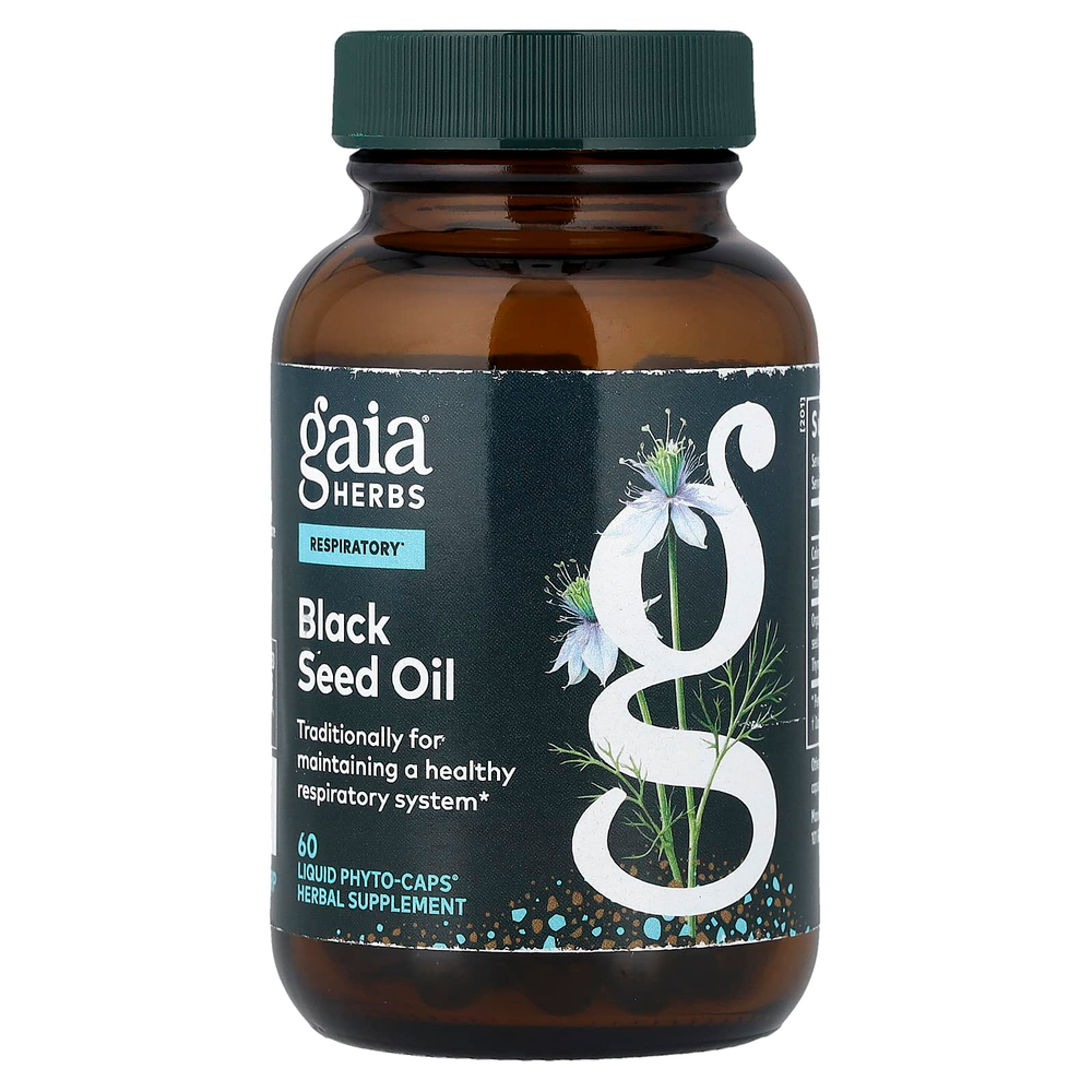 Gaia Herbs, масло черного тмина, 60 капсул Phyto-Caps® (200 мг в 1 капсуле)