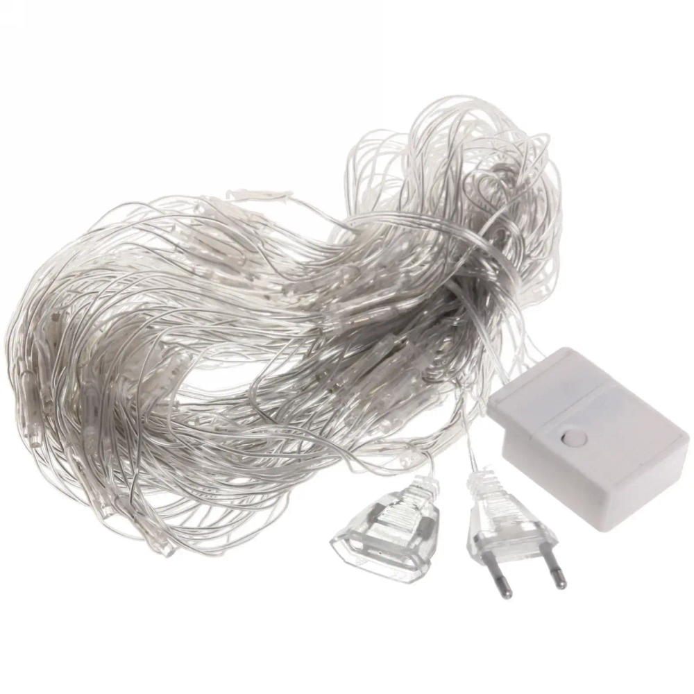 Гирлянда для дома СЕТКА ш2,0* в1,5м 144 лампы LED, прозр.пров.,8 реж, IP-20, Мультицвет (возможность соединения)