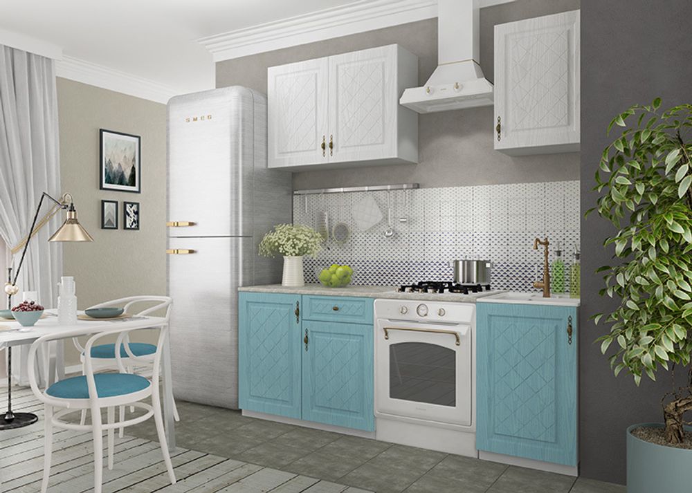 Модульный кухонный гарнитур «Гранд» 1500мм (Зеленый/Белый)