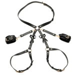 Черная сбруя Bondage Harness на бедра с бантиками - размер M-L