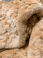 Вязаный плед из натурального меха рекс 240*220 см (бежевый однотонный)