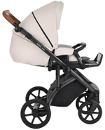 Детская коляска Roan Bass Next Кожа 3 в 1 с автокреслом Avionaut Silver Black RN084/1 Кожа Island Stone /Black