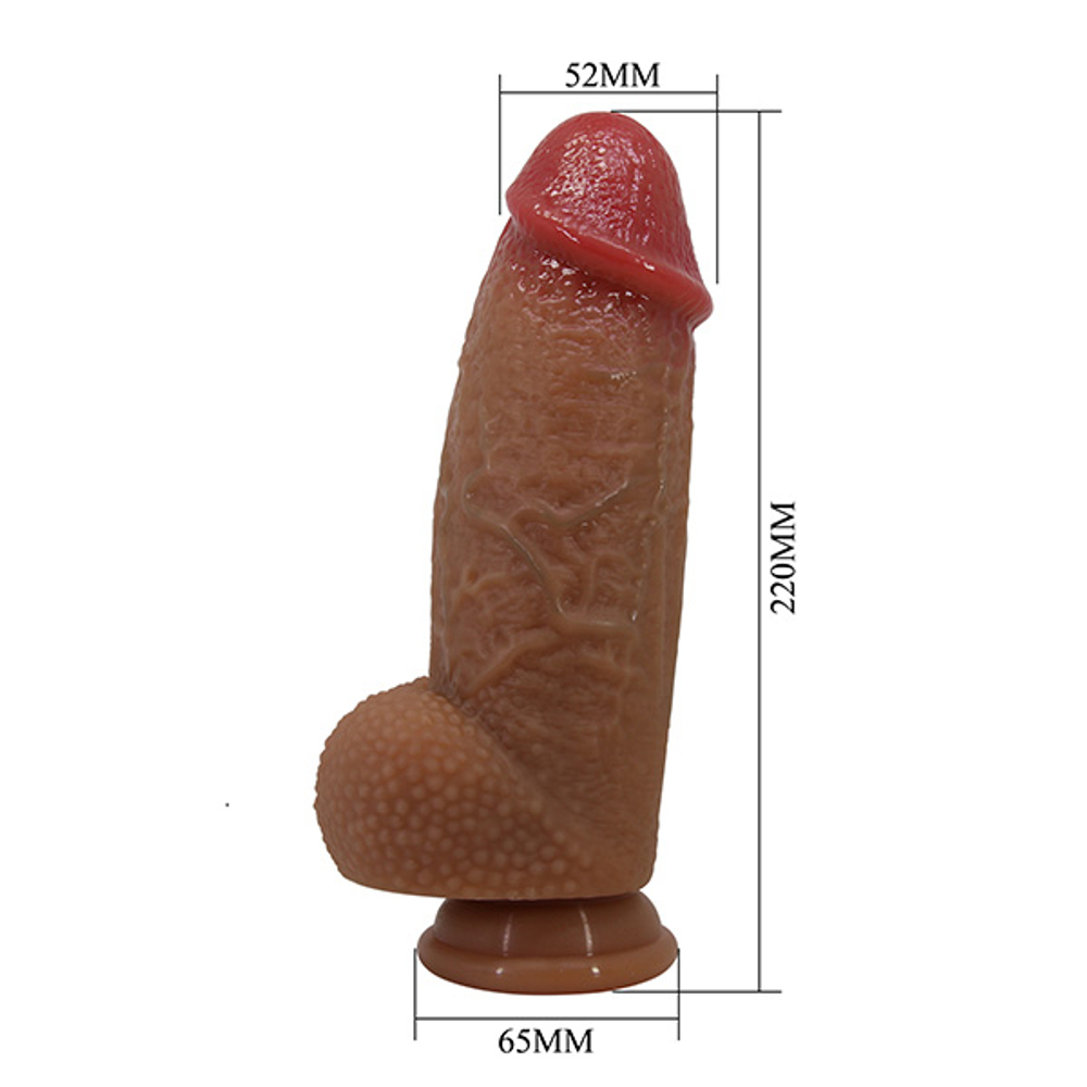 Коричневый фаллоимитатор 22см с мошонкой на присоске Pretty Love Achille BW-008130-1