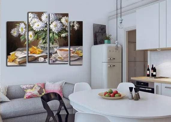 Модульная картина "Белые астры"