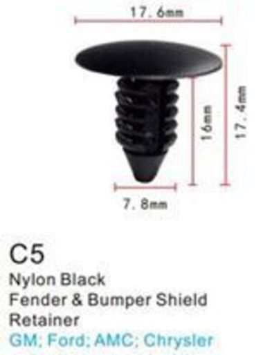 Клипса для крепления внутренней обшивки а/м Фиат/ Фольксваген/ Форд пластиковая (100шт/уп.) Forsage клипса C0005Fiat/VW/Ford)