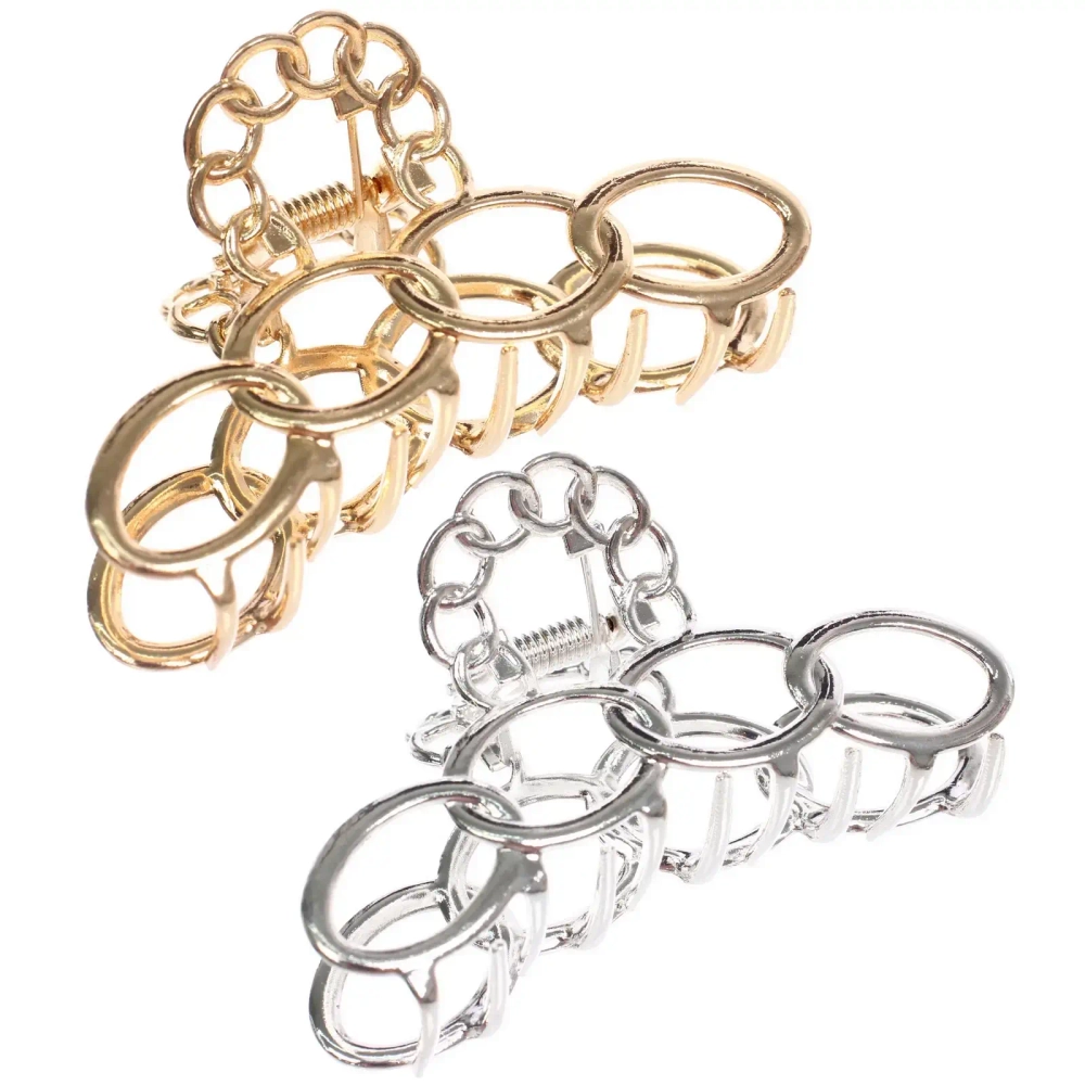 Заколка - краб для волос на блистере «PREMIUM», корсика, цвет серебро и золото, 8см●