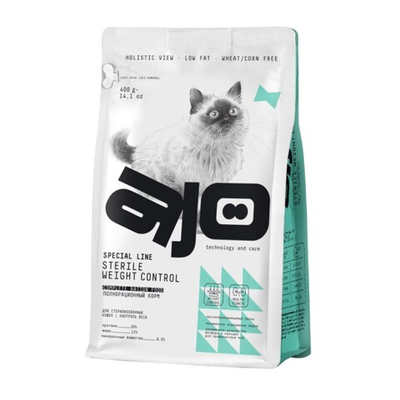 AJO Cat Sterile Weight Control корм для стерилизованных кошек с проблемами лишнего веса с курицей и свининой