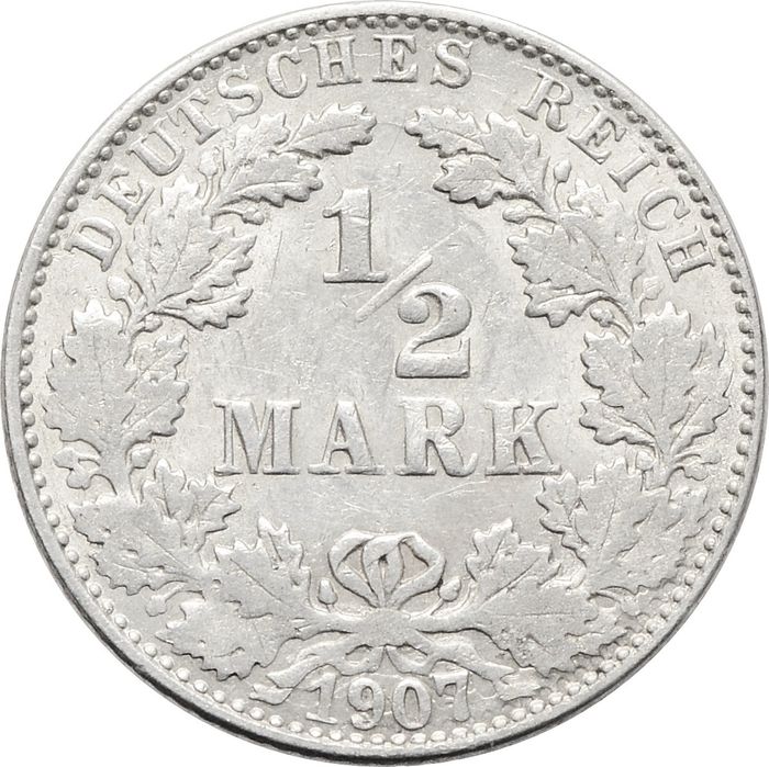 1/2 марки 1907 Германская империя "J"