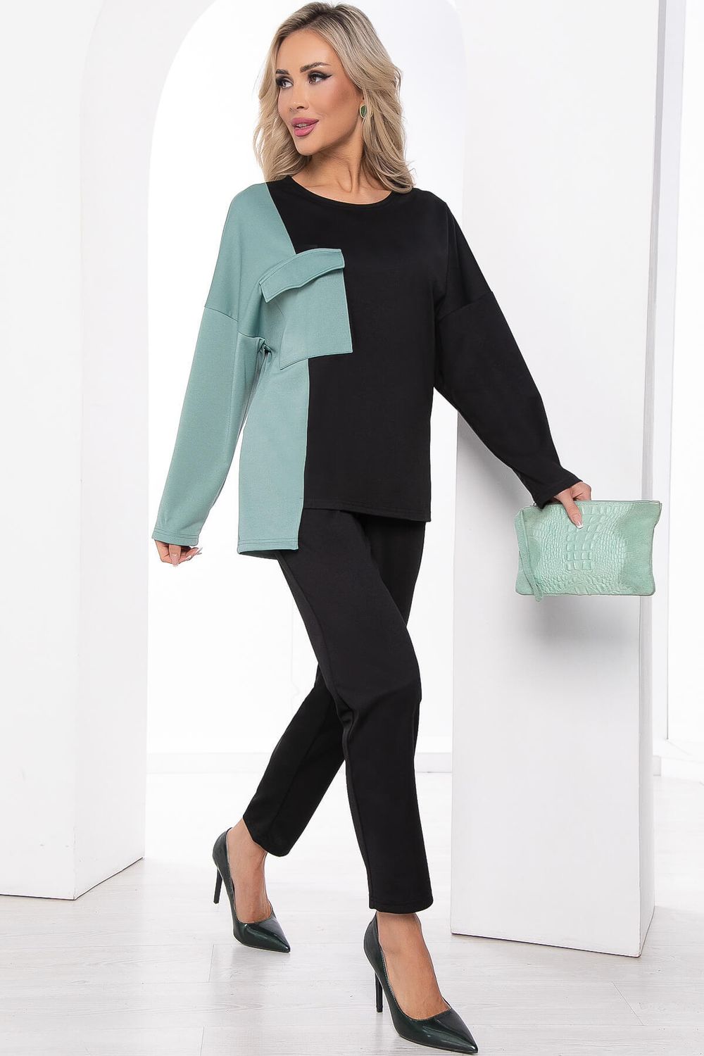 Костюм Дизайр (черно-оливковый) К10866 LT Collection