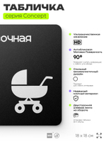 Табличка Колясочная, на дверь и стену, информационная и навигационная, серия CONCEPT, 18х18 см, пластиковая, Айдентика Технолоджи