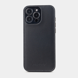 Чехол-накладка кожаная для iPhone 16 Pro Max, теленок черного цвета