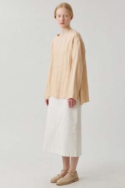 Топ с разрезами из бежевого льна