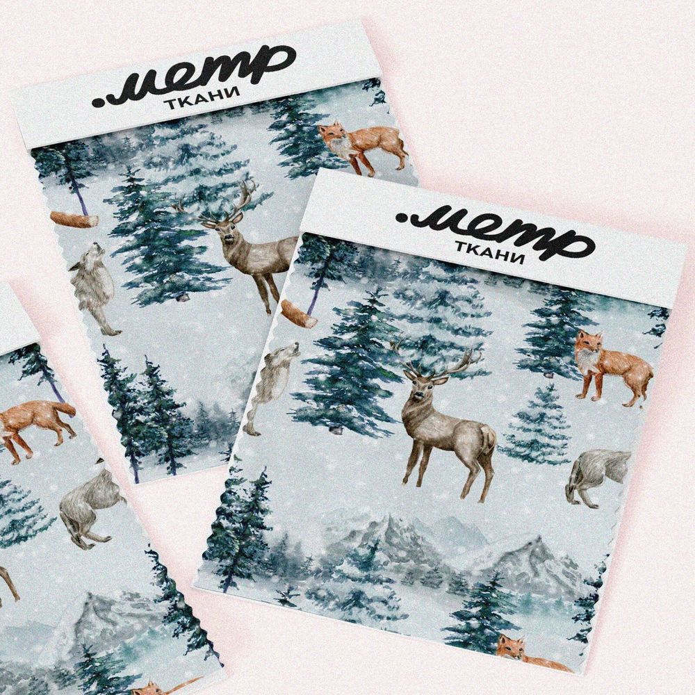 Ткань ниагара животные в заснеженном лесу