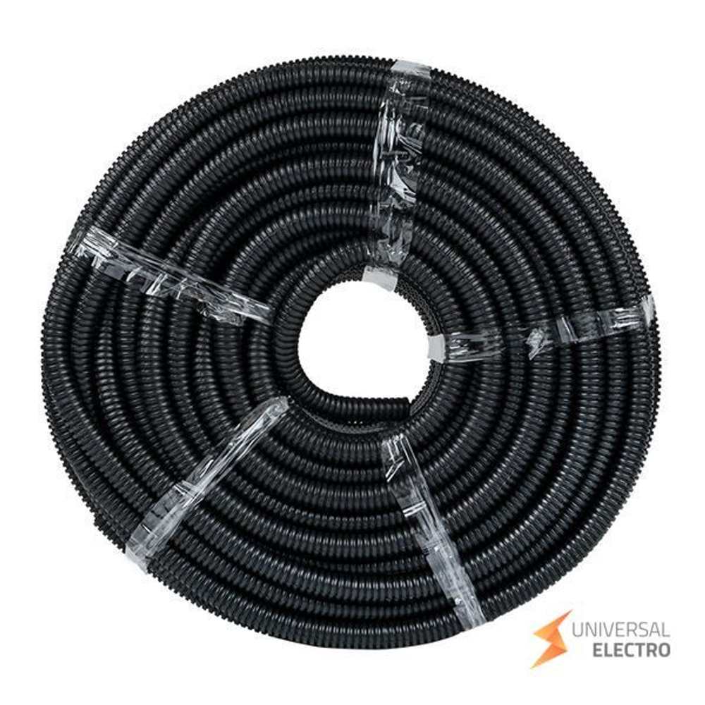 Труба гофр, ПНД тяжелая с протяжкой d25 мм (75 м) черная EKF-Plast