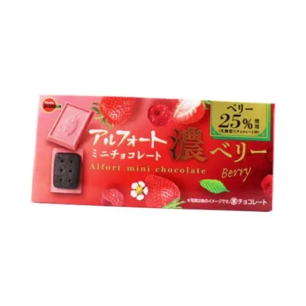 Печенье Alfort Mini Премиум темное с шоколадом со вкусом клубники и малины Bourbon, 60 гр