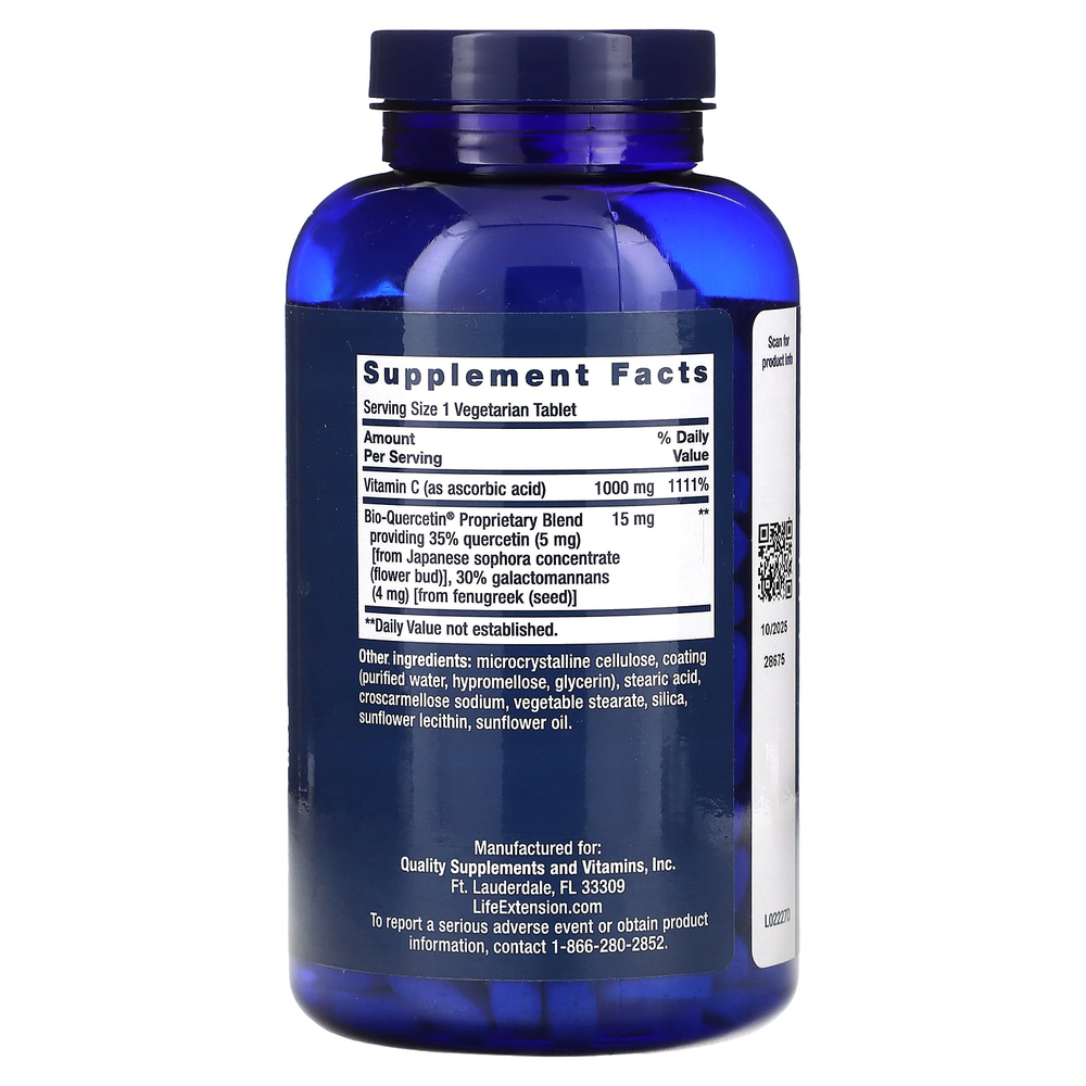 Life Extension, витамин C и Bio-Quercetin, 250 вегетарианских таблеток