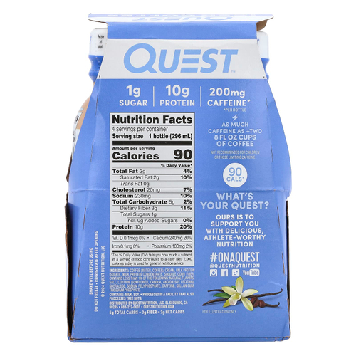 Quest Nutrition, холодный кофе, ванильный латте, 4 флакона по 296 мл (10 жидк. унций)