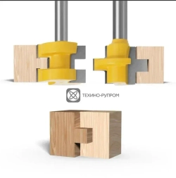 Набор фрез паз-шип 2 шт для изготовления вагонки + цанга 8мм. / Паз Гребень фрезы шиповальные хвостовик 8мм / Цанга 8мм