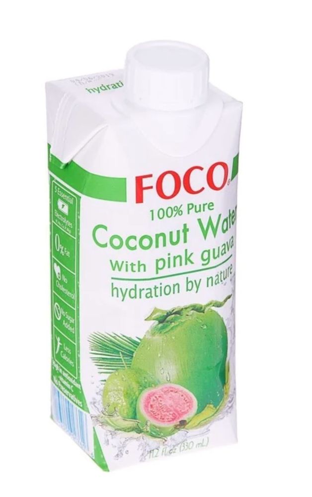 Вода кокосовая FOCO с розовой гуавой, без сахара 330 мл