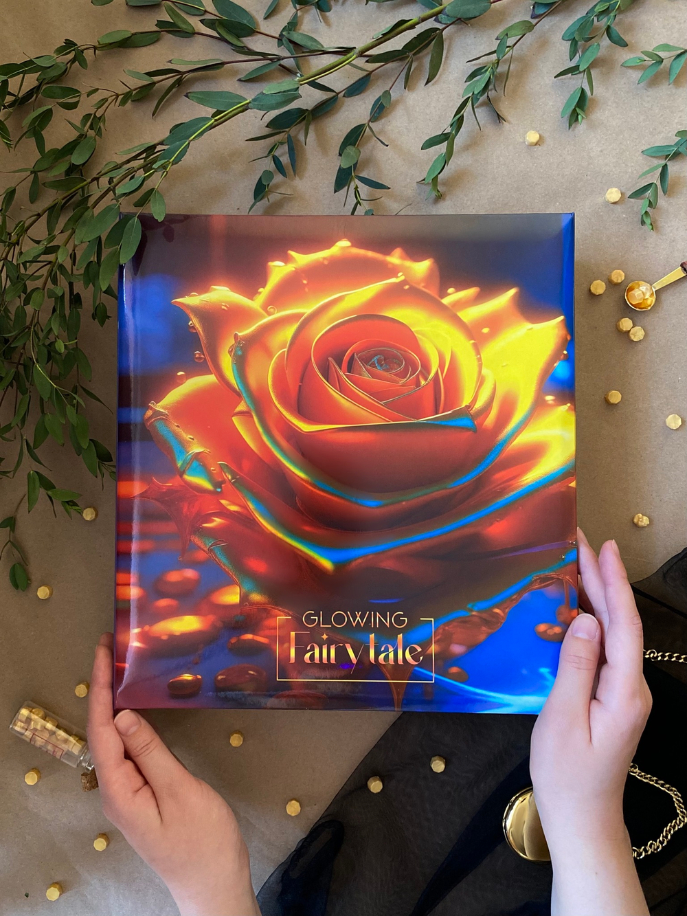 Фотоальбом на 50 магнитных листов 23х28 см, кольца liquid metal flowers 1