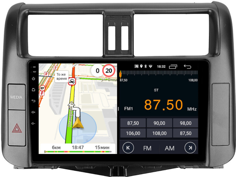 Магнитола для Toyota Land Cruiser Prado 150 2009-2013 (взамен 7" навигации) - Parafar PF065LUX4FHD на Android 13, 8-ядер, 2Гб+32Гб, CarPlay, 4G SIM-слот