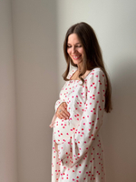 Платье Грэйс для беременных и кормящих мам (кремовый с сердечками)