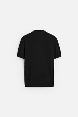 ZARA ПОЛО ИЗ СМЕСОВОЙ ВИСКОЗЫ, ЧЕРНЫЙ