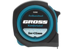 Рулетка Komfortabel, 5 м х 25 мм обрезиненный корпус GROSS 32562