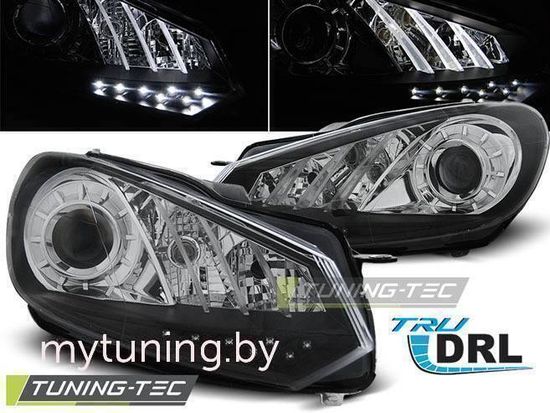 Передние фары VW Golf 6 tru drl black