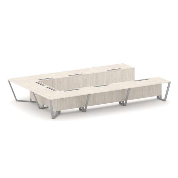 Steel Meet Стол переговорный П-образный KD-PR.B.SP-15P Денвер Светлый/Металл Серый 4800*3200*750