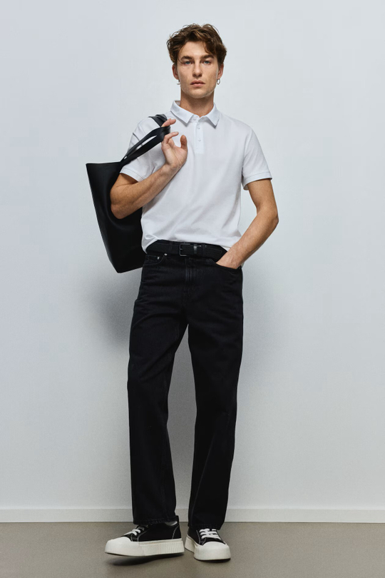 H&M Футболка-поло COOLMAX® Slim Fit, белый