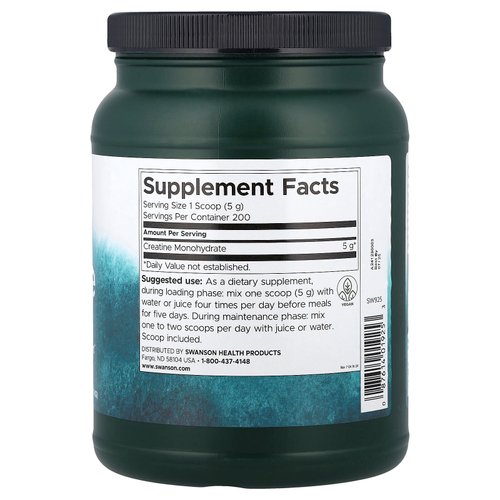 Swanson, креатин в порошке, 1 кг (2 фунта 3 унции)