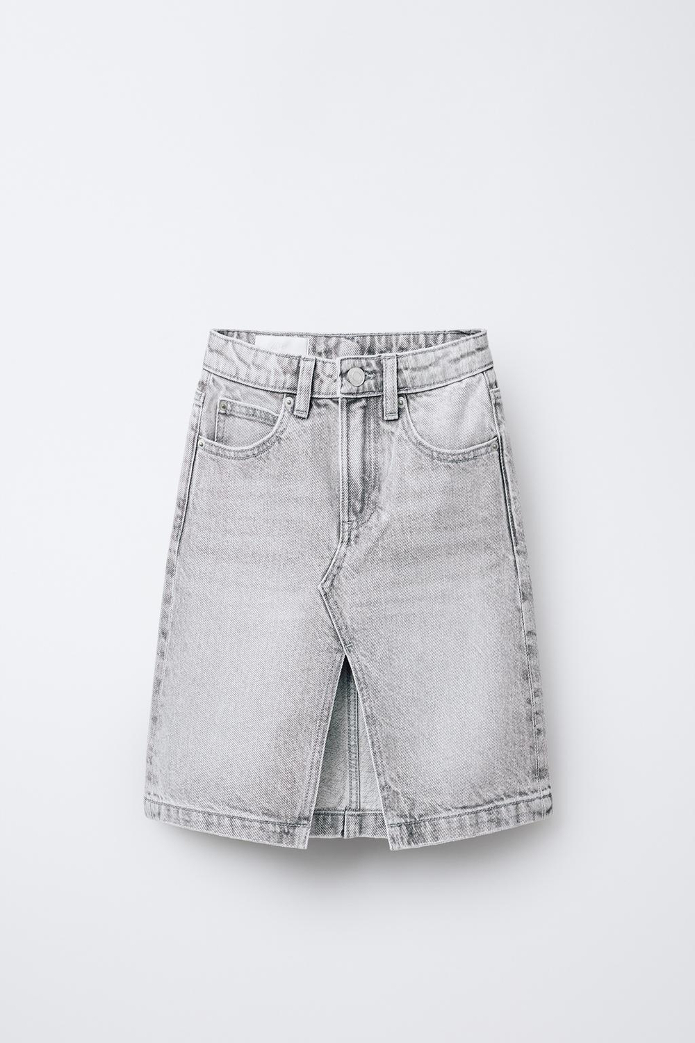ZARA ДЖИНСОВАЯ ЮБКА МИДИ, СЕРЫЙ