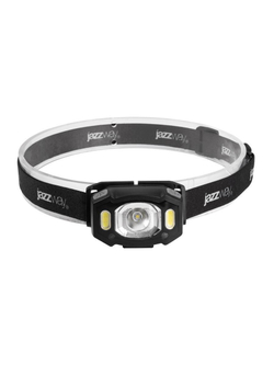 Фонарь аккумуляторный налобный AccuH3-L5W-bk LED 5Вт + 2хRED SMD IP54 5 режимов: 100проц. 180лм 3.5ч/50проц. 110лм 5.5ч/30проц. 65лм 15ч/красн. 28ч/мигающ. красн. 12ч аккум. управл. жестами черн. JazzWay 5036703