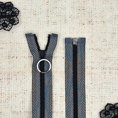 Молния спираль, Т5, L 77 см, чёрный с белым