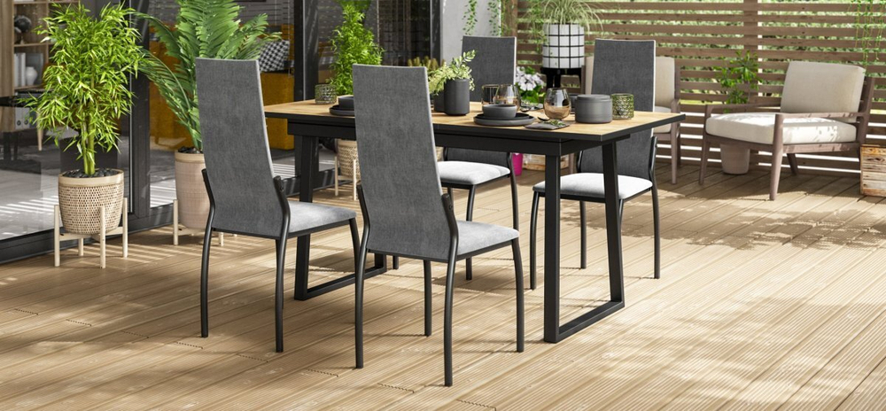 Обеденный стол ЛОФТ Slide NEW Крафт табачный, Чёрный (снят с продажи)